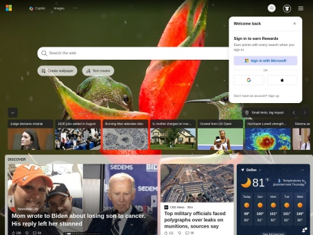 Microsoft 必应 界面预览