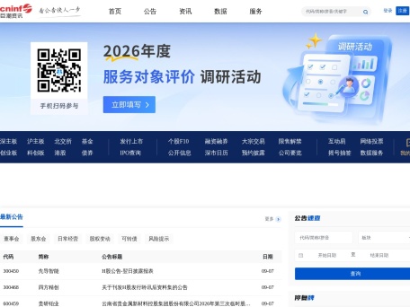 巨潮资讯网 界面预览