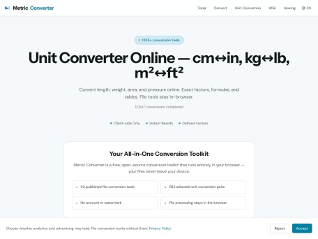 Metric Converter 界面预览